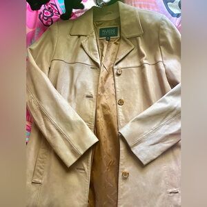 vintage tan leather jacket/ trench —Wilson’s Leather